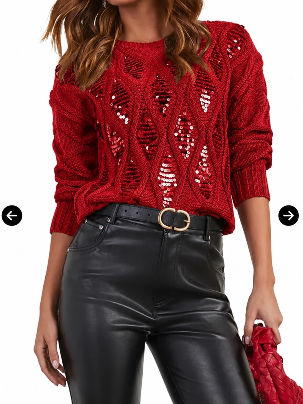 Vici Collection Red Sequin Knit Sweater